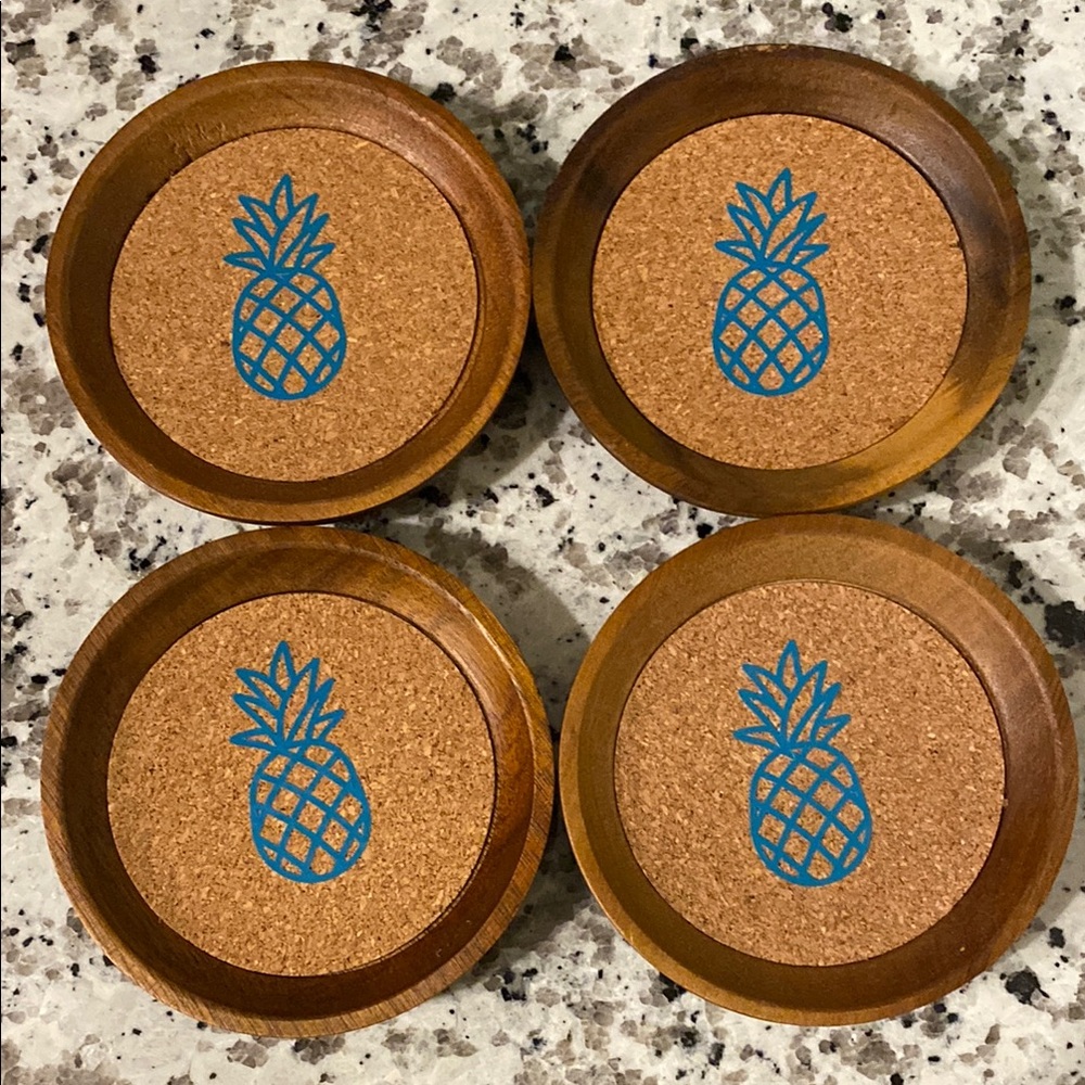 Pineapple Cork Coasters Set of 4